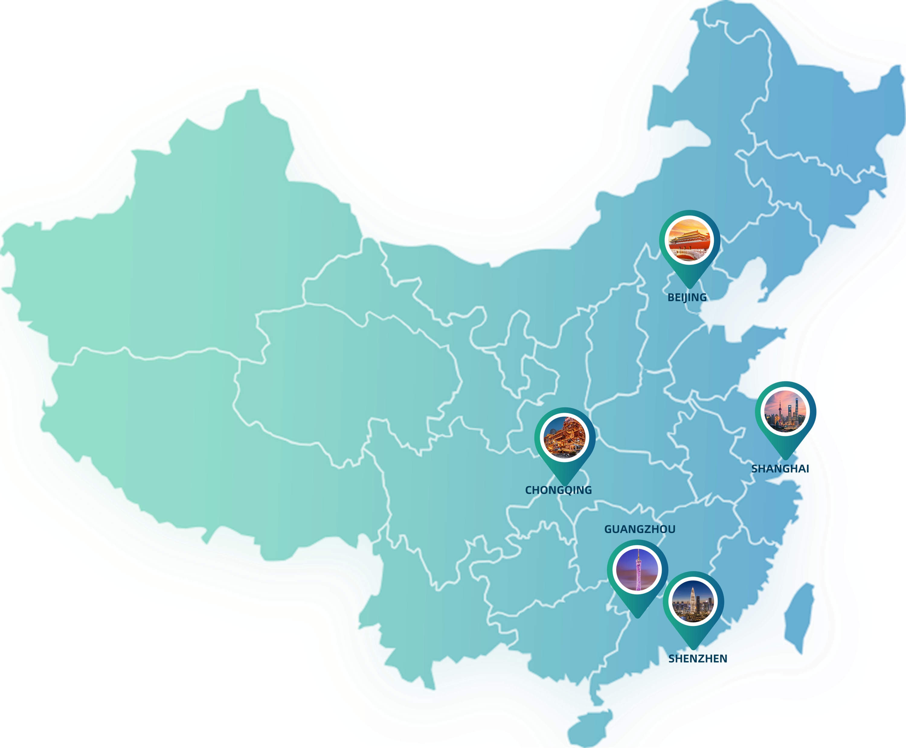 China Map with Major Cities
